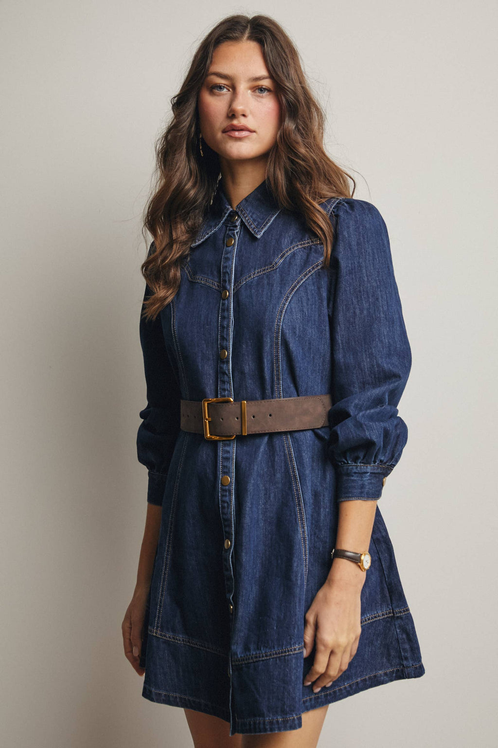 Faith Western Seam Denim Dress