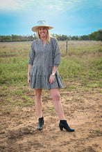 V Neck Tiered Gingham Dress