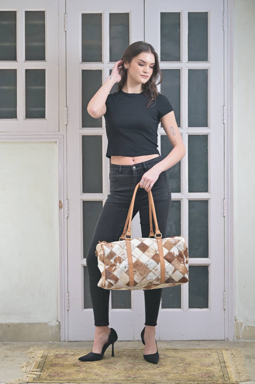 Patchwork Cowhide Travel Bag