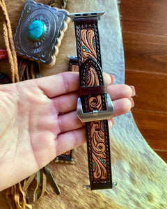 Tooled Leather Watch Band