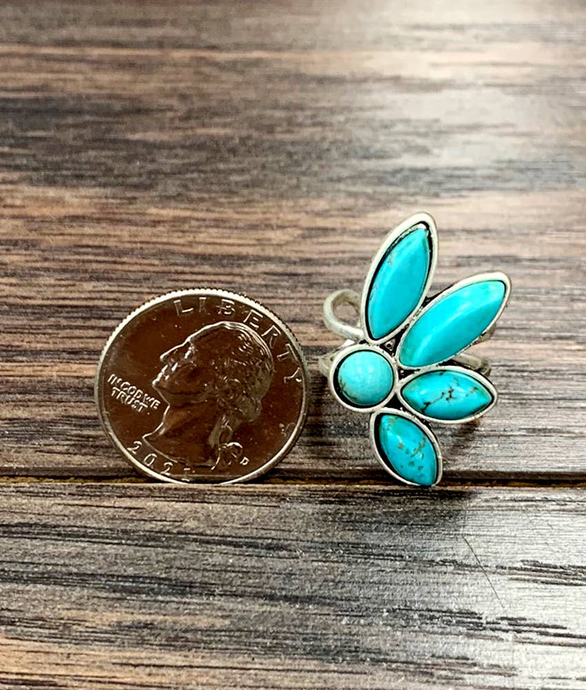 Turquoise, Brass Adjustable Ring