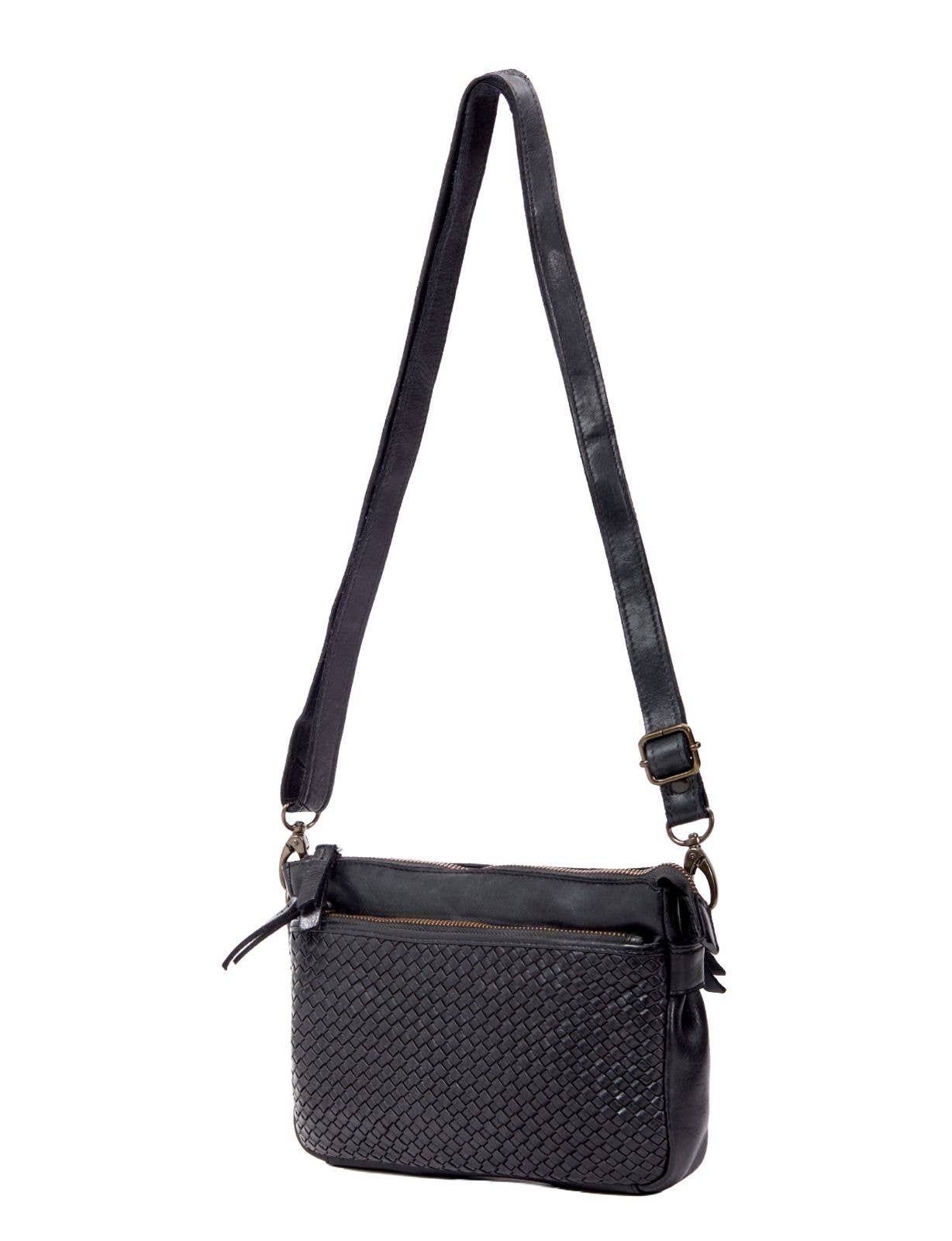 RENMARK WOVEN DETAIL LEATHER XBODY BAG