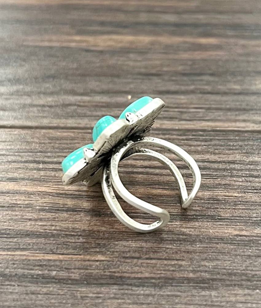 1" Navajo Turquoise, Brass Adjustable Ring