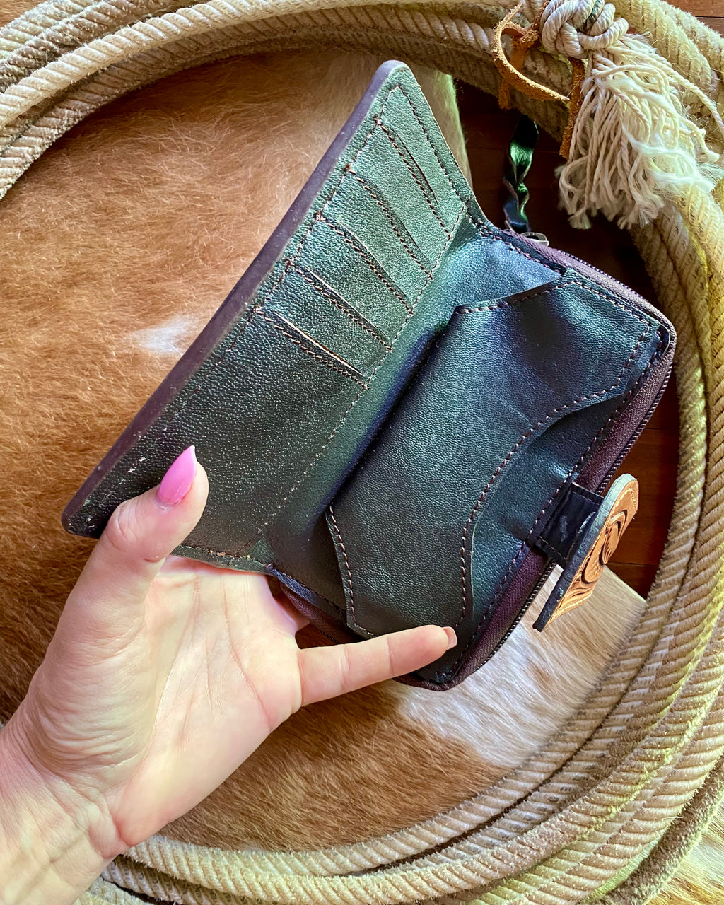 Tooled Leather Purse with Magnetic Clasp