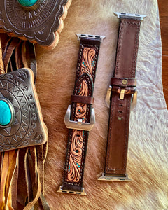 Tooled Leather Watch Band