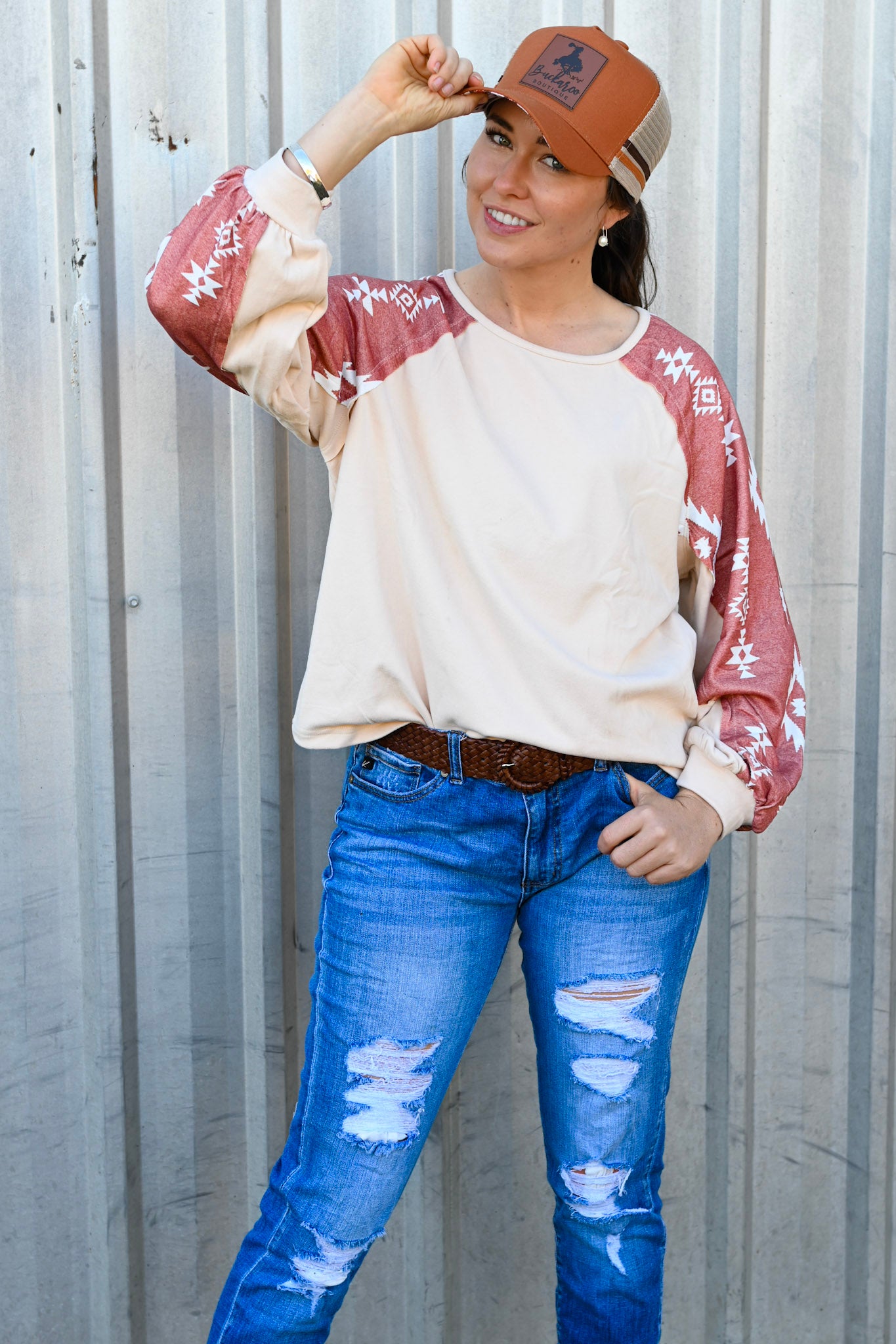 April Long Sleeve Aztec Top