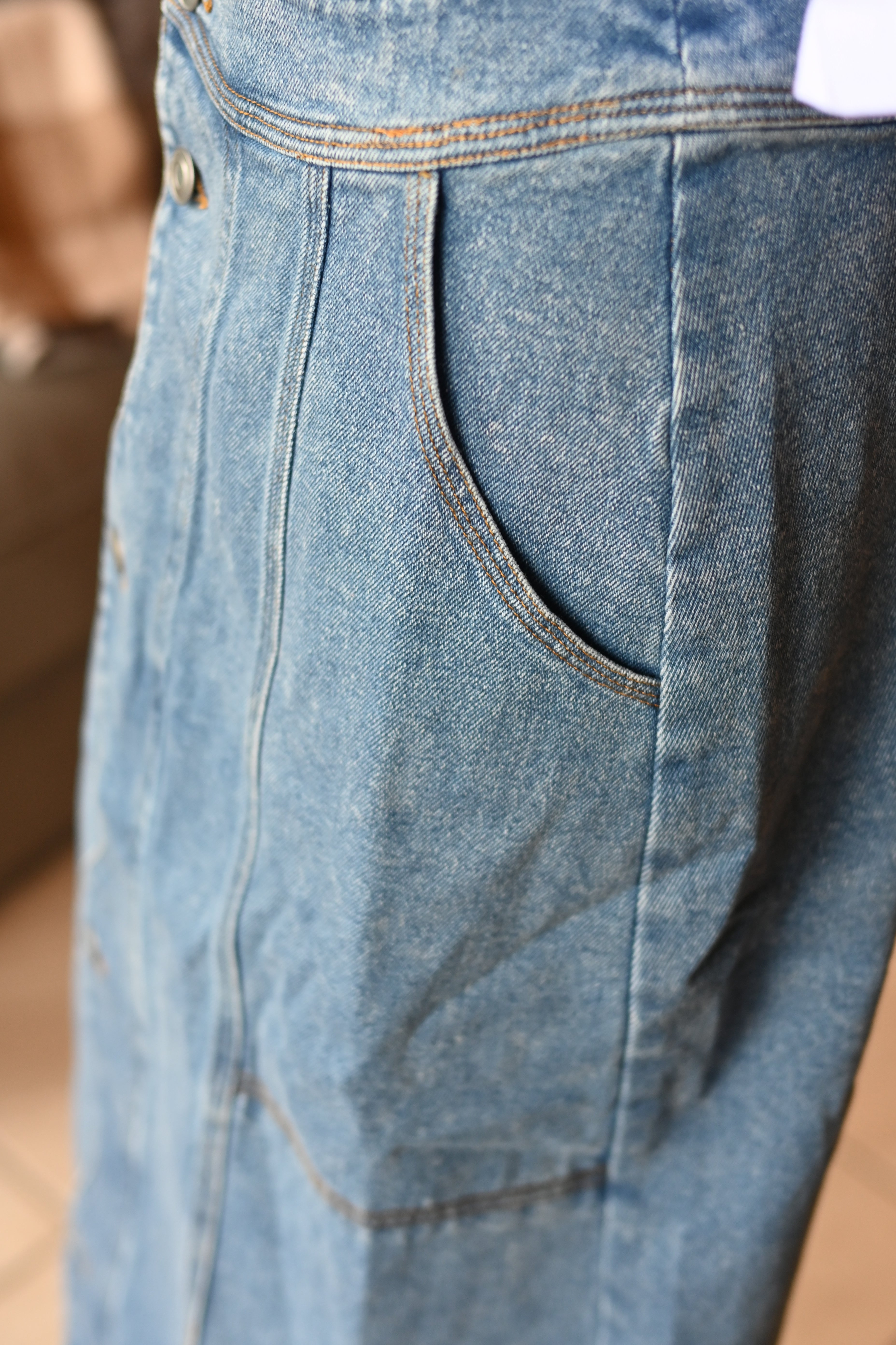 Wavy  Denim Maxi Skirt