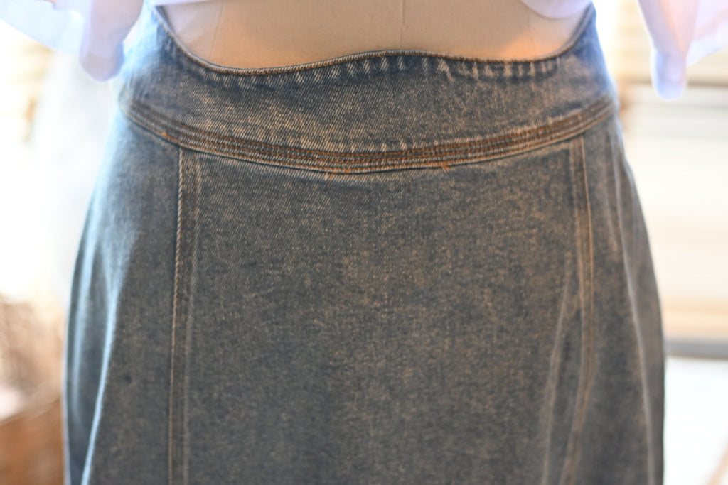 Wavy  Denim Maxi Skirt