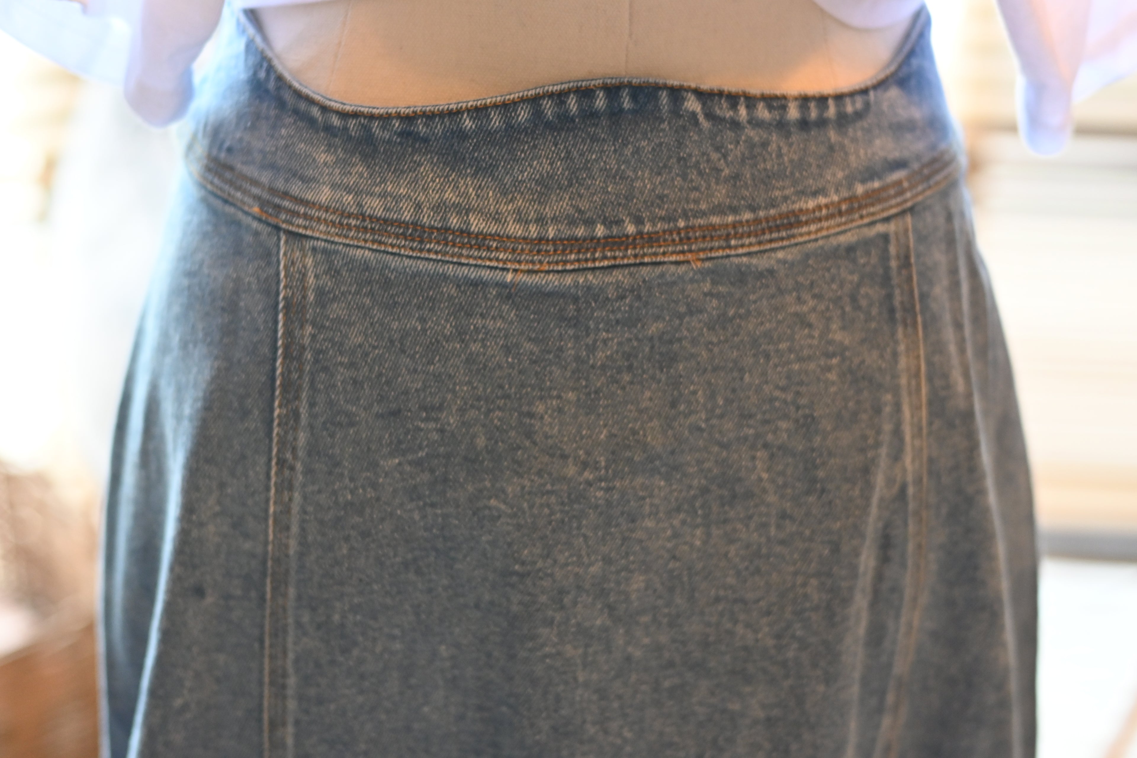 Wavy  Denim Maxi Skirt