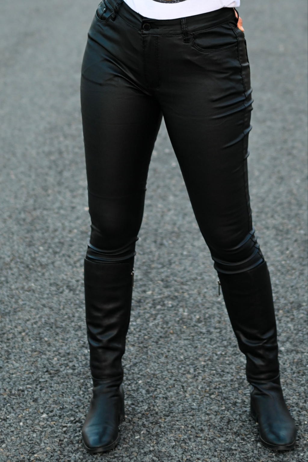 Wet Look Black Skinny Jeans