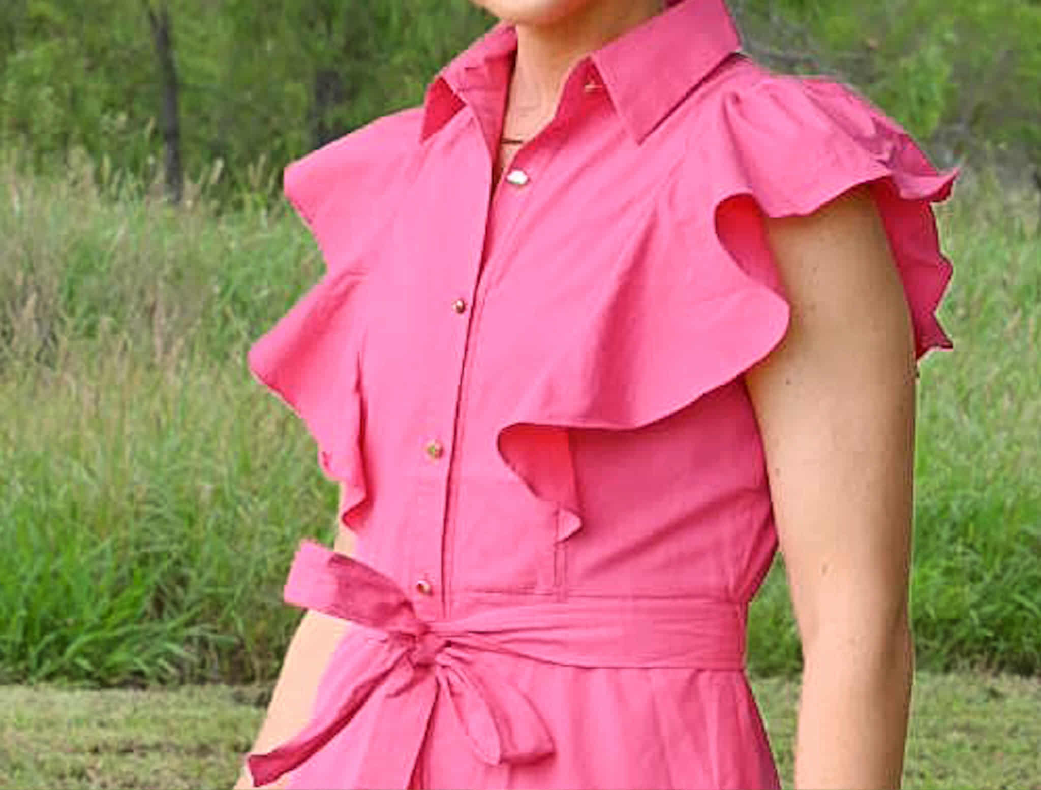 Ainsley Ruffle Button-down midi Dress