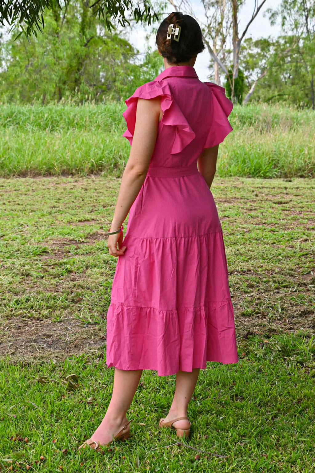 Ainsley Ruffle Button-down midi Dress