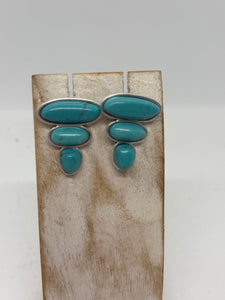 3 Stack Turquoise Stud Earrings