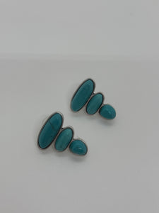 3 Stack Turquoise Stud Earrings