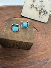 Square Turquoise Stud Earrings