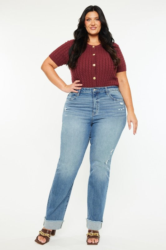 High Rise Cuff Jeans
