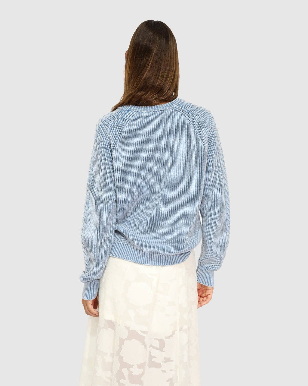 Hudson Street Cable Sweater - Light Blue