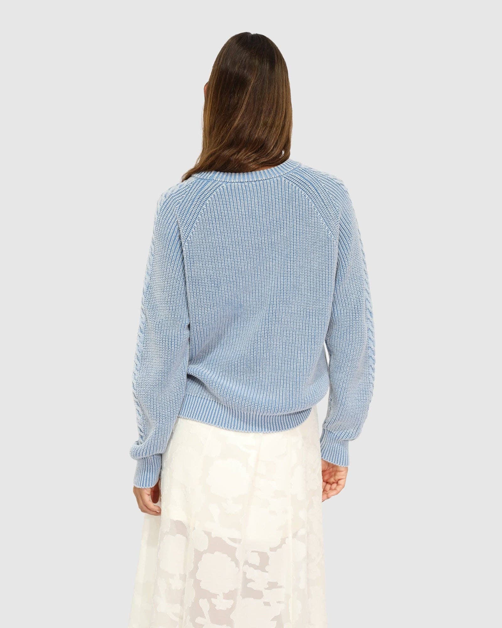 Hudson Street Cable Sweater - Light Blue