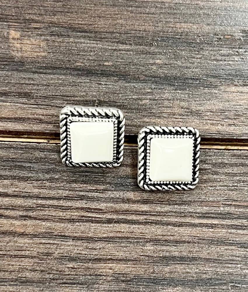 10mm Square Turquoise Stud Earrings