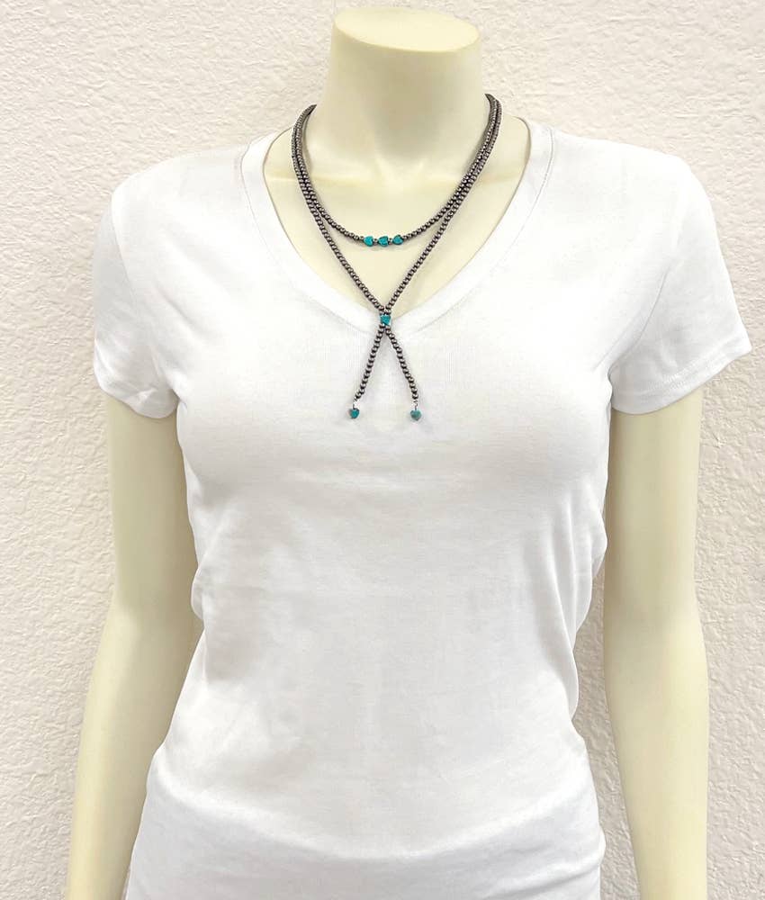 Handmade 18" Polish Navajo Heart Gemstone Y-Necklace