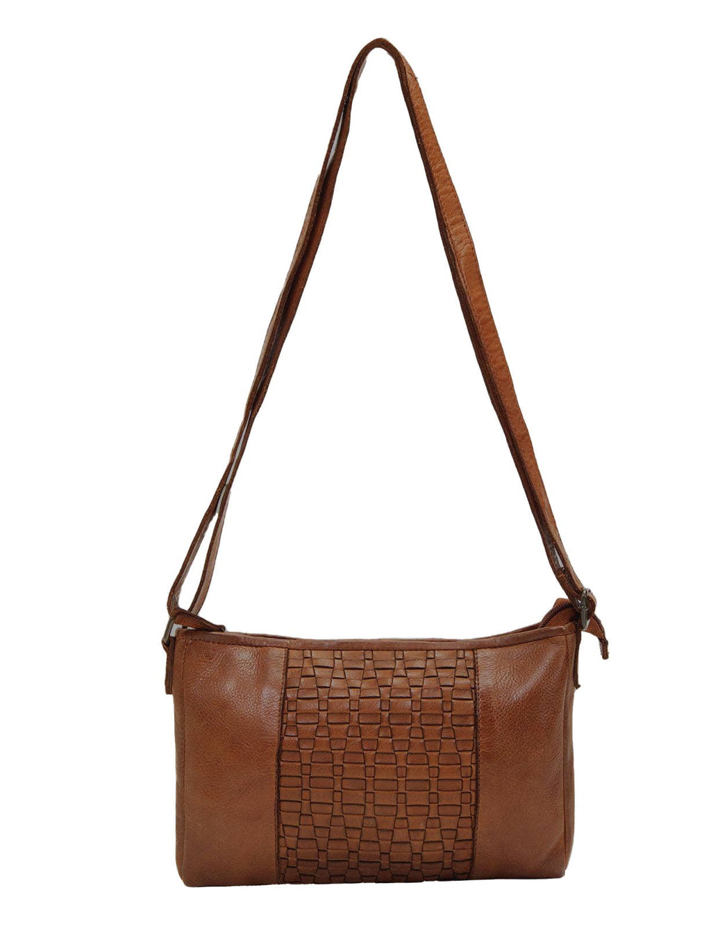 JINDABYNE WOVEN PANELLED LEATHER XBODY BAG