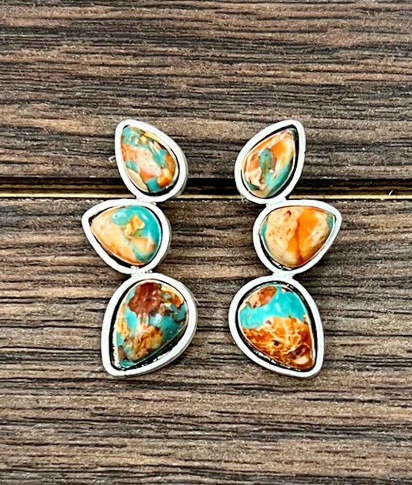 1.4" Navajo Gemstone Stud Earrings