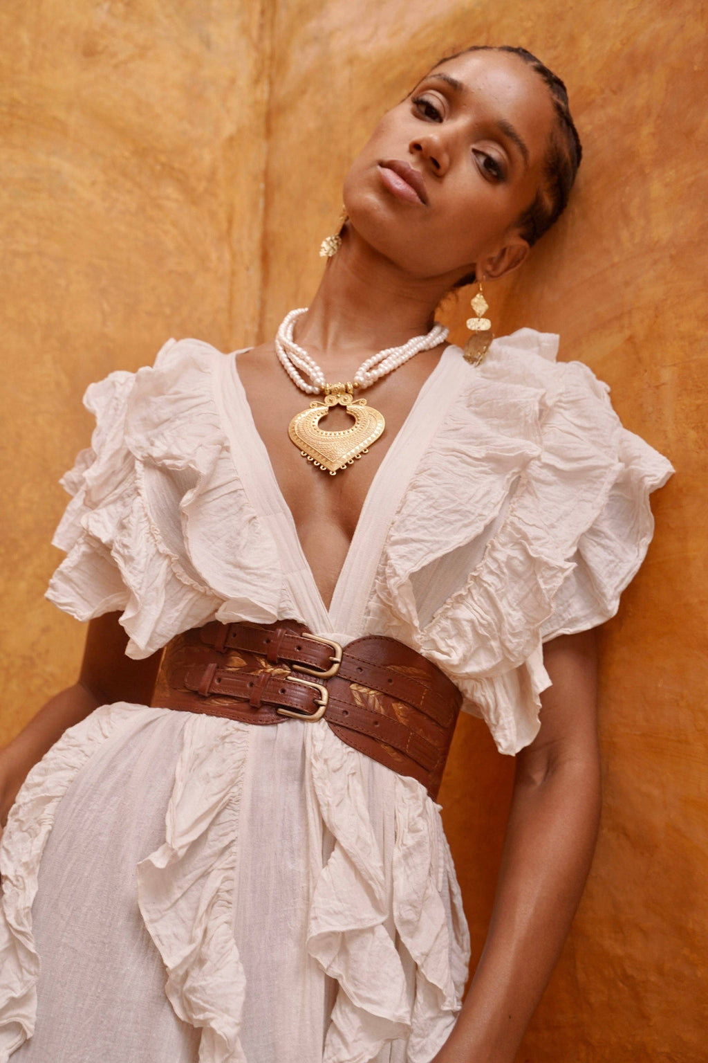 Marrakesh Shimmer Belt Tobacco/Gold