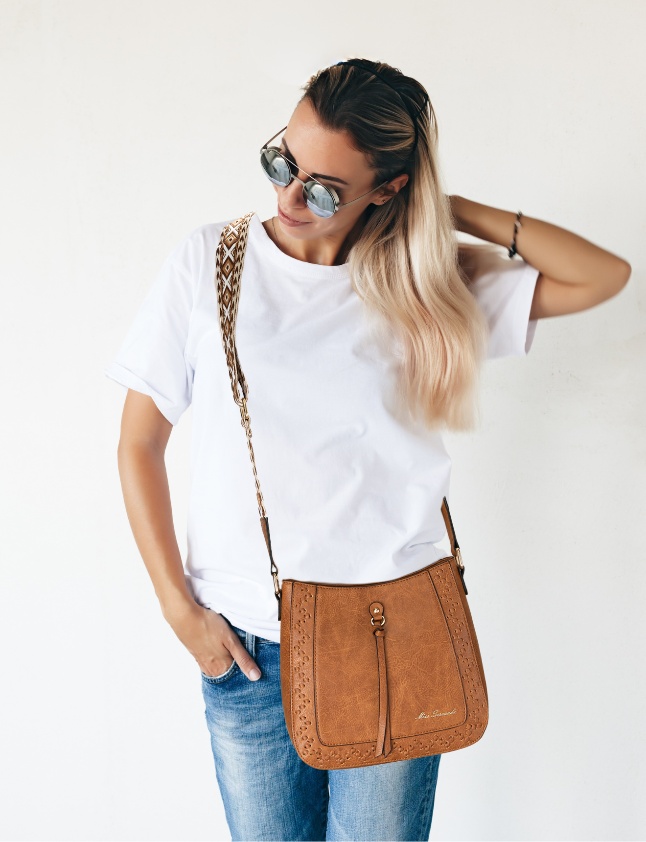ROCHELLE VEGAN SHOULDER/XBODY BAG - Tan