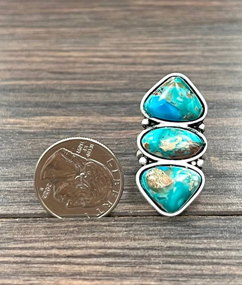 Navajo Gemstone, Brass Adjustable Ring