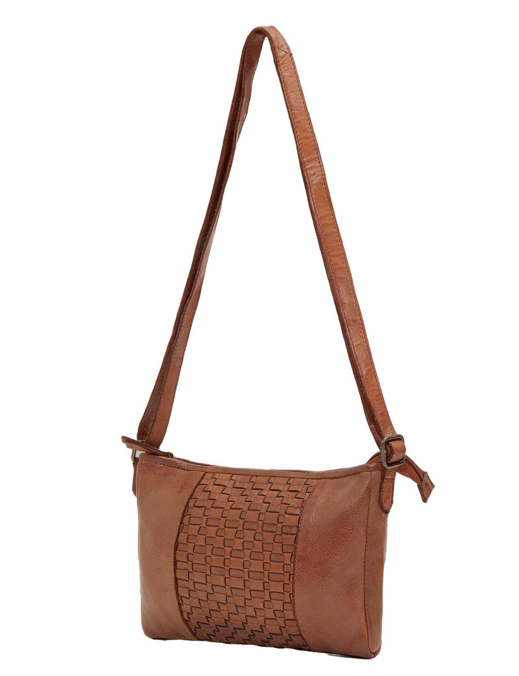 JINDABYNE WOVEN PANELLED LEATHER XBODY BAG
