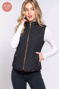 Curvy Suede Piping Quilted Padding Vest