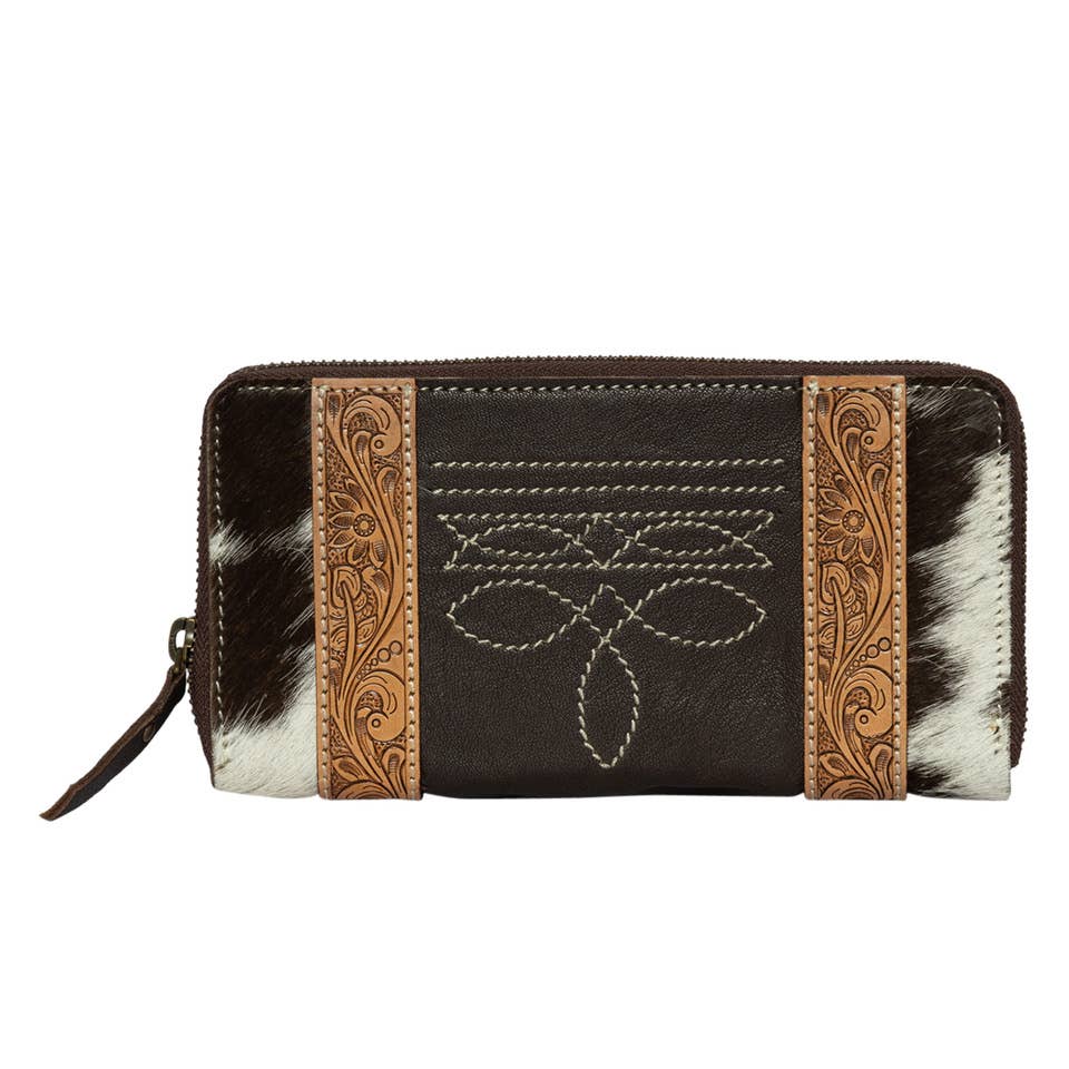 Cowhide & Tooling Lthr Boot Stitch Zip Wallet – Moore