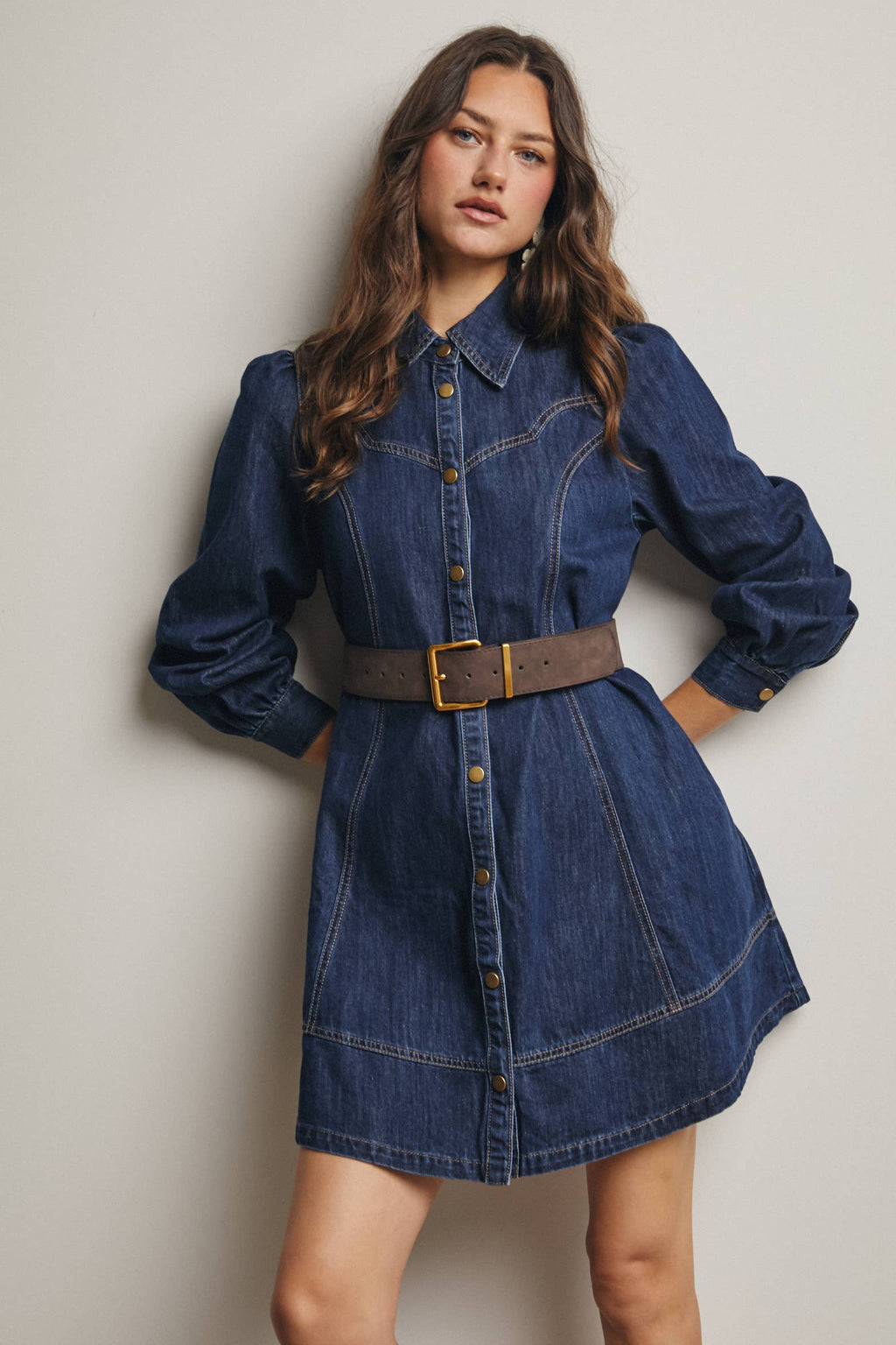 Faith Western Seam Denim Dress