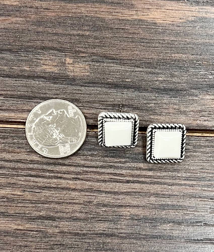 10mm Square Turquoise Stud Earrings