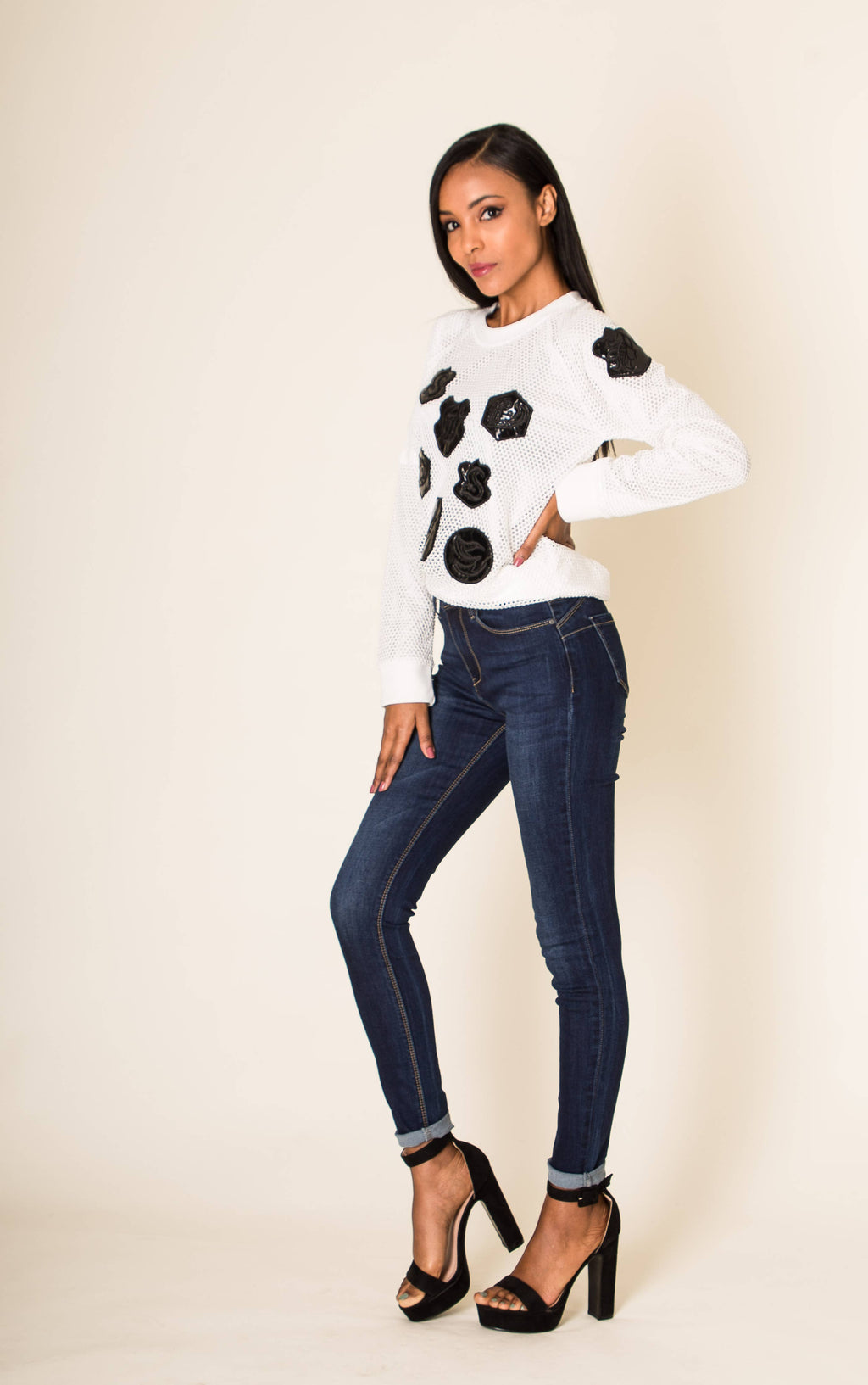 Jamie High-waisted stretch slim push up jeans