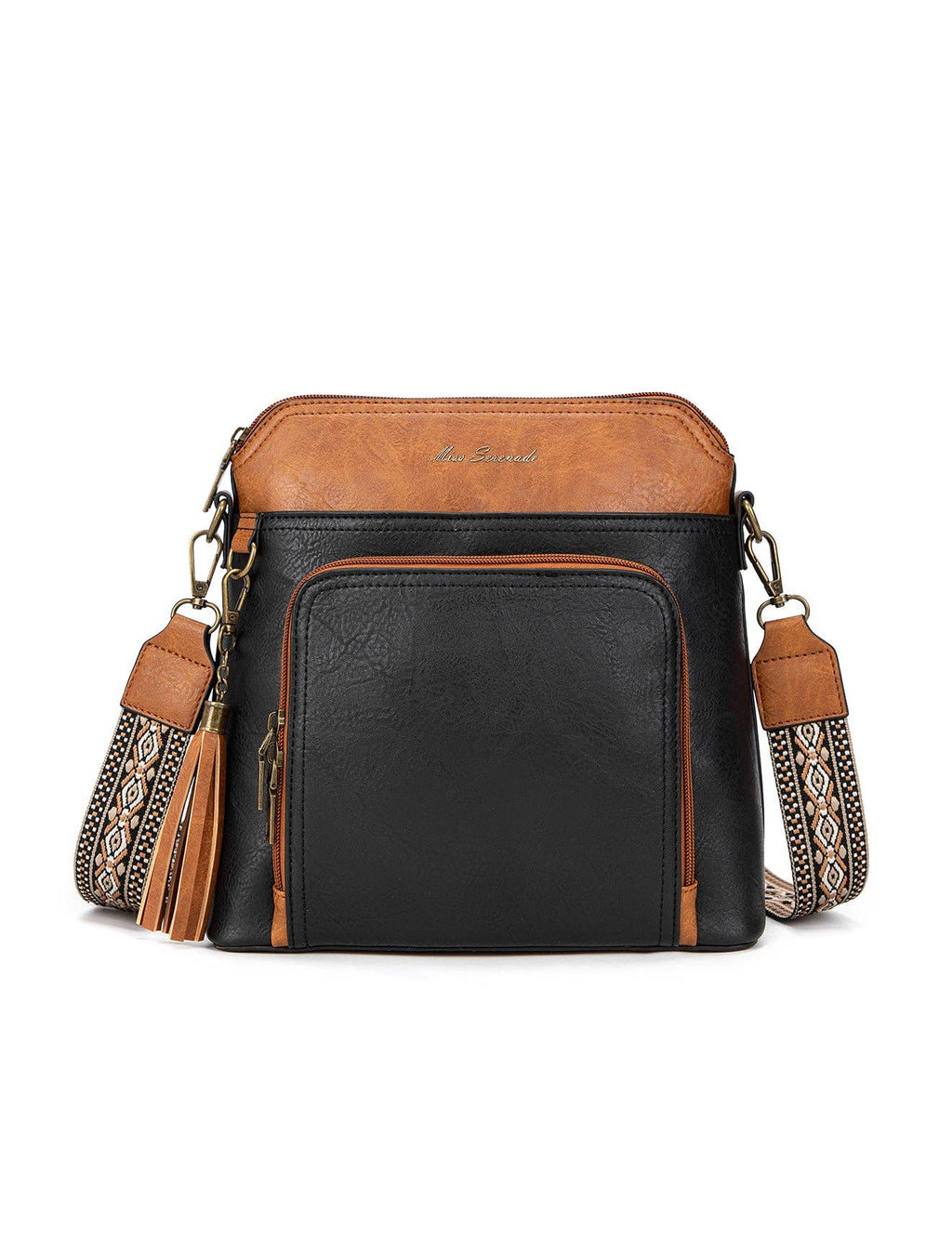 ALEX VEGAN XBODY BAG BLK/TAN