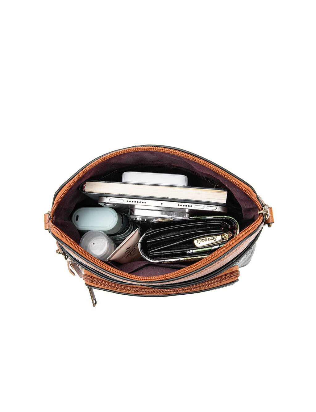 ALEX VEGAN XBODY BAG BLK/TAN