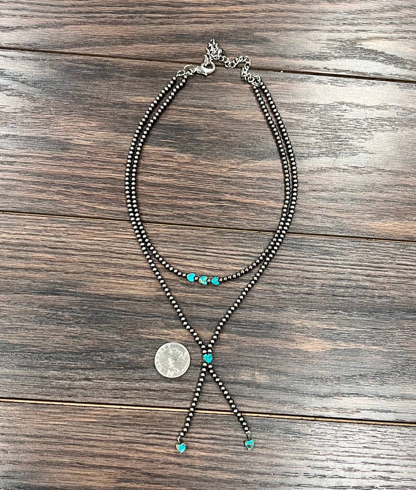Handmade 18" Polish Navajo Heart Gemstone Y-Necklace