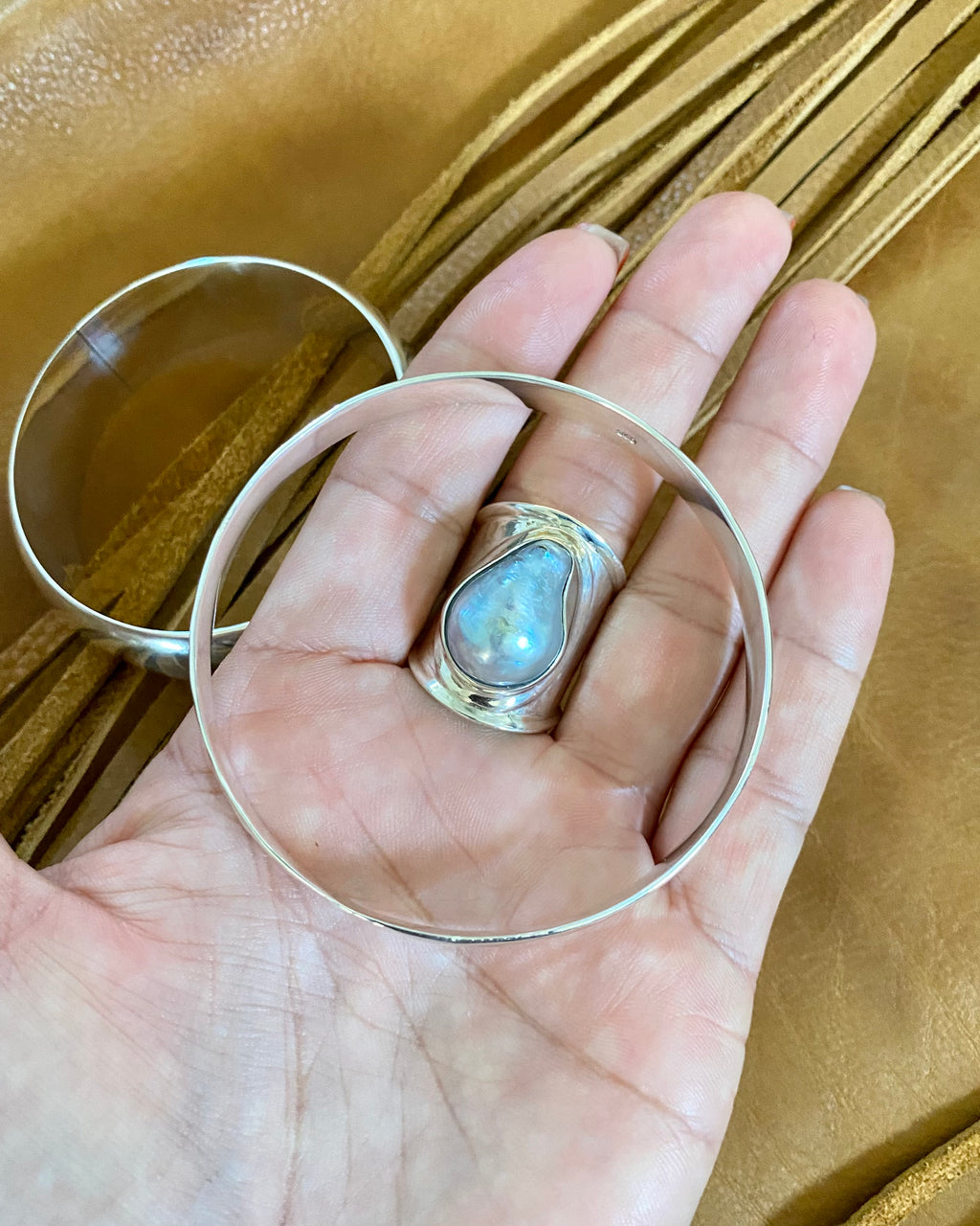 Solid Sterling Silver Hammertone Bangle