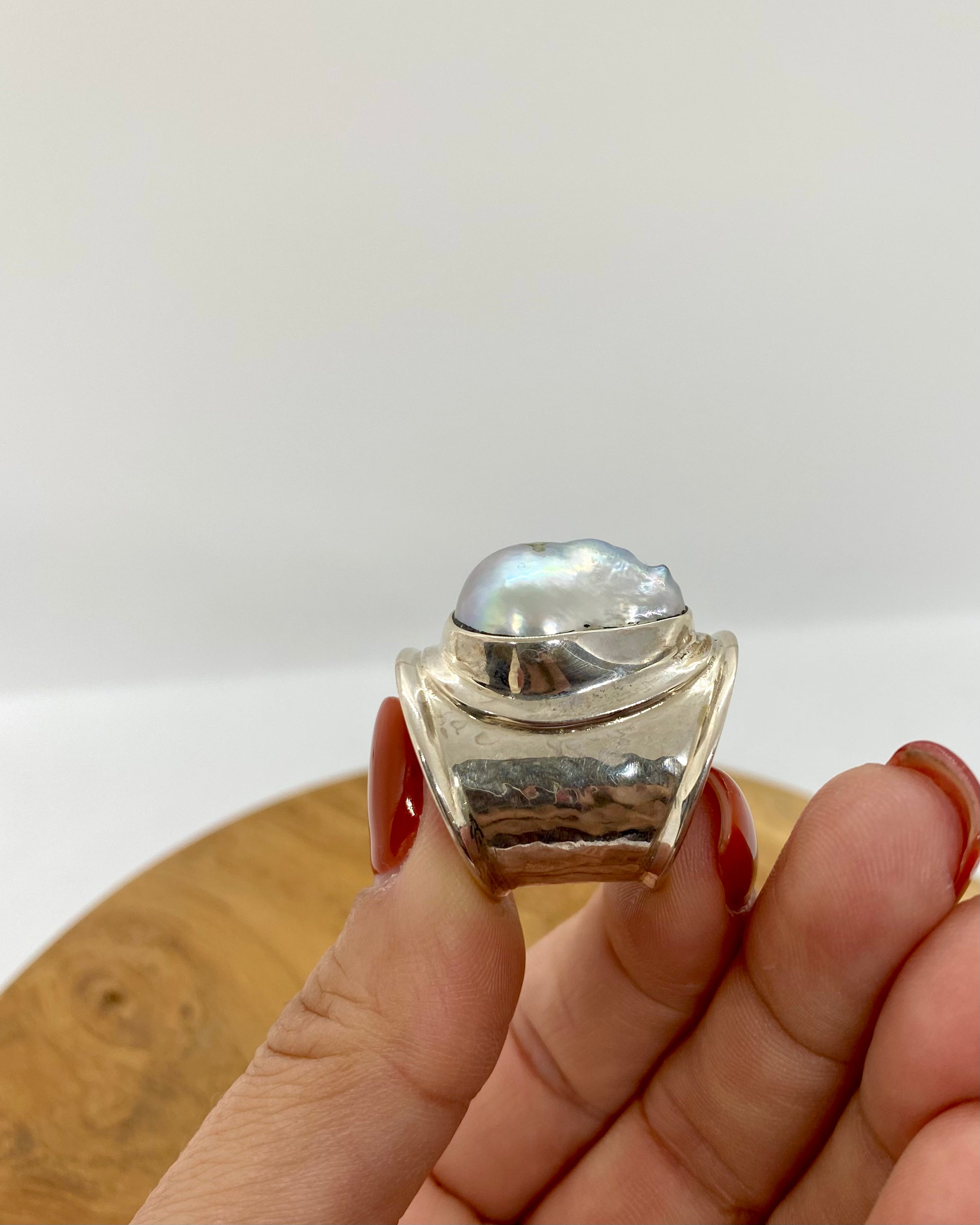 Sterling Silver Baroque Pearl Statement Ring