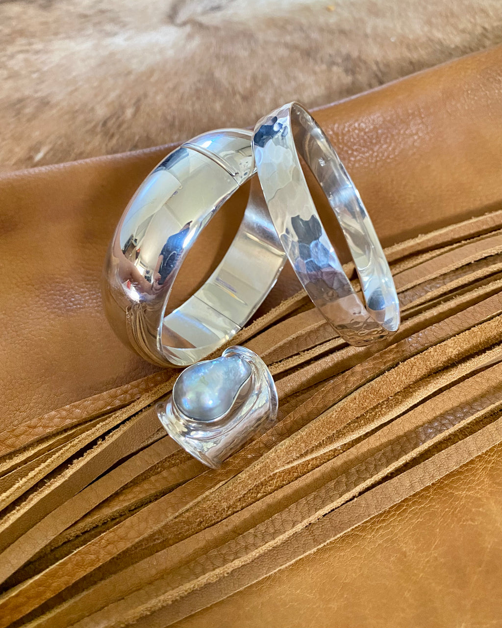Solid Sterling Silver Hammertone Bangle