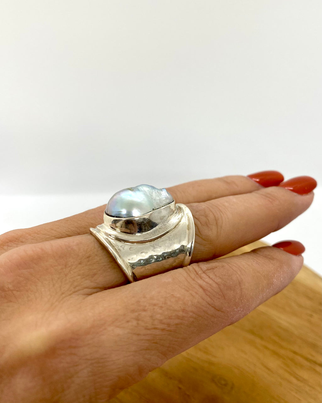 Sterling Silver Baroque Pearl Statement Ring
