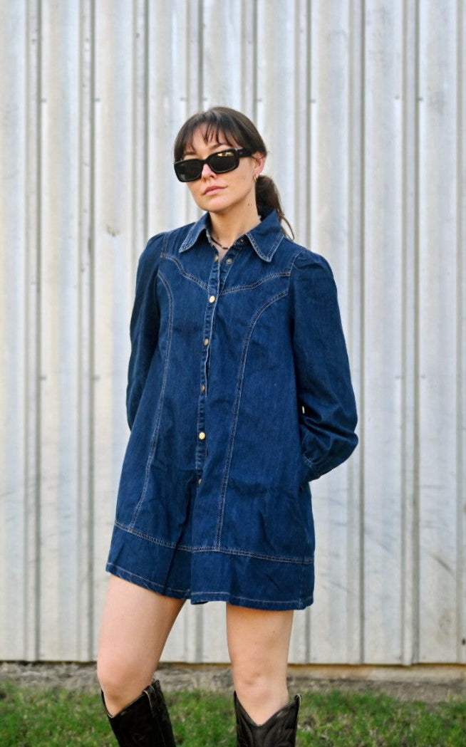 Faith Western Seam Denim Dress