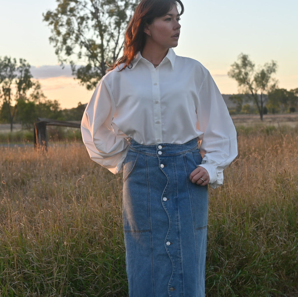 Sophia Balloon Sleeved Button Down Blouse