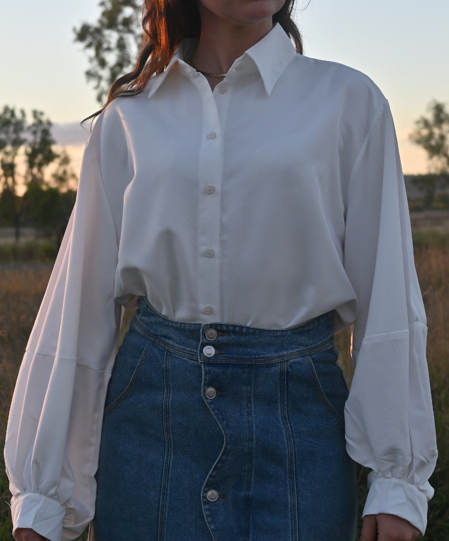 Sophia Balloon Sleeved Button Down Blouse