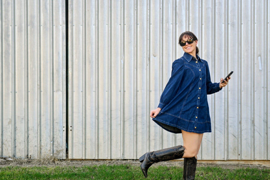 Faith Western Seam Denim Dress