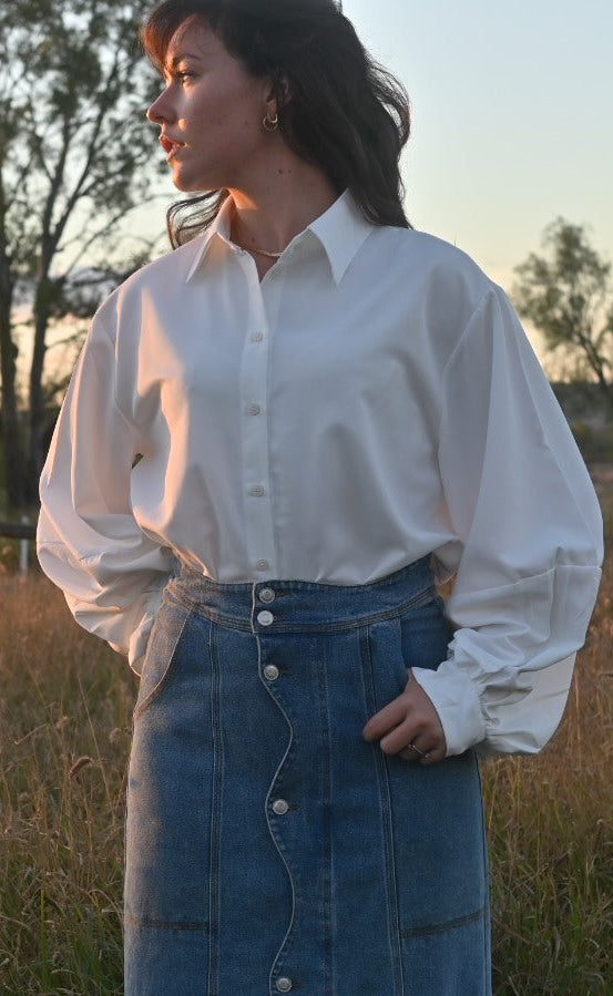 Sophia Balloon Sleeved Button Down Blouse