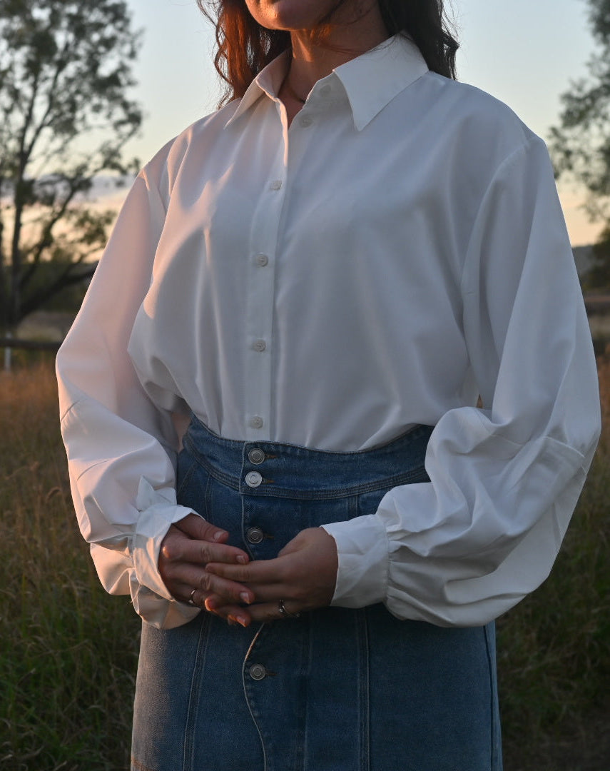 Sophia Balloon Sleeved Button Down Blouse