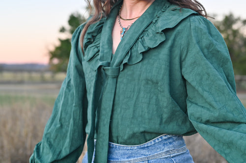 Rachel Floral Long Sleeve Blouse - EMERALD