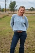 Hudson Street Cable Sweater - Light Blue